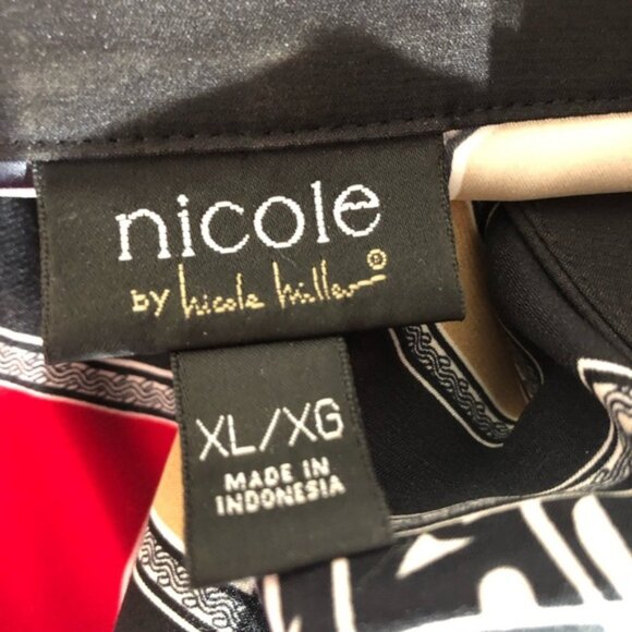 Nicole Miller boho oversized kimono style red black tan floral tunic blouse XL - Picture 8 of 13